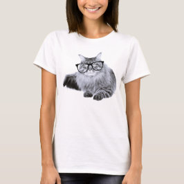 Kat in bril t-shirt