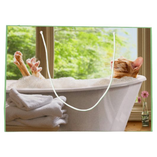 Kat in Bubble Bath Groot Cadeauzakje (Achterkant)