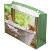 Kat in Bubble Bath Groot Cadeauzakje (Achterkant Gekanteld)