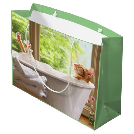 Kat in Bubble Bath Groot Cadeauzakje (Achterkant Gekanteld)