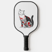 Kat in Cherry Blossom Tattoo Pickleball Paddle (Voorkant)