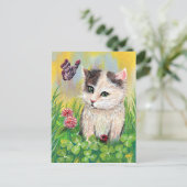 Kat in Clover Patch Briefkaart (Staand voorkant)