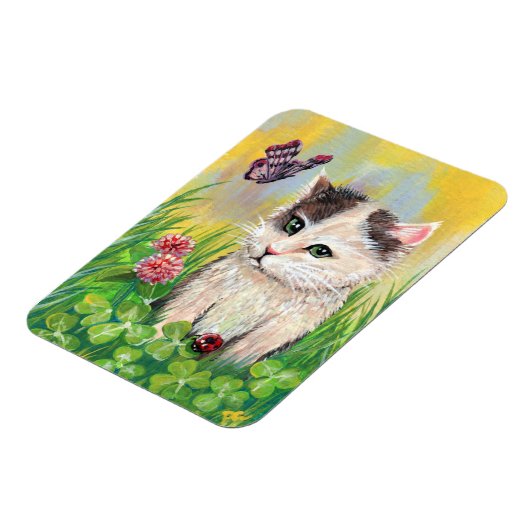 Kat in Clover Patch Magneet (Linkerzijde)