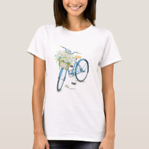 Kat in Daisy boeket op de fiets T-shirt