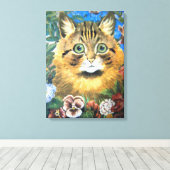 Kat in de bloem, Louis Wain Canvas Afdruk (Insitu (Houten vloer))