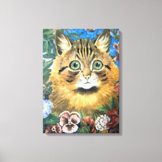 Kat in de bloem, Louis Wain Canvas Afdruk (Voorkant)