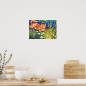 Kat in de bloementuin, Louis Wain Poster (Keuken)
