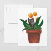 Kat in de bloempot aankondigingskaart (Voorkant / Achterkant)