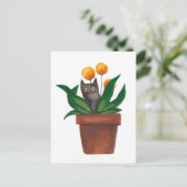 Kat in de bloempot aankondigingskaart (Staand voorkant)