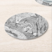 Kat in de boom ronde kartonnen onderzetter (Gebogen)