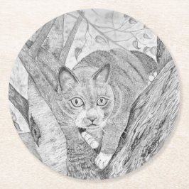 Kat in de boom ronde kartonnen onderzetter