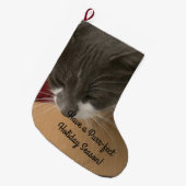 Kat in de doos grote kerstsok (Voorkant (Hangend))