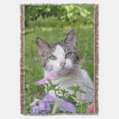 Kat in de Driemaands Blanket Flowers Deken (Voorkant Verticaal)