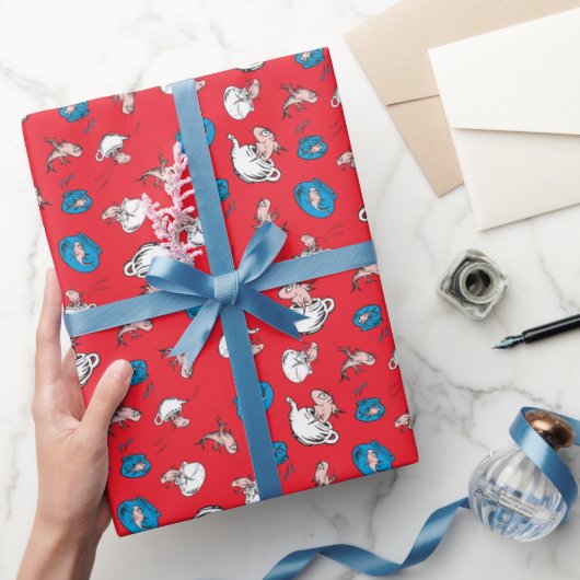 Kat in de hoed | De vis rode patroon Cadeaupapier (Geschenken)