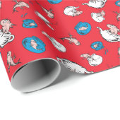Kat in de hoed | De vis rode patroon Cadeaupapier (Rol Hoek)