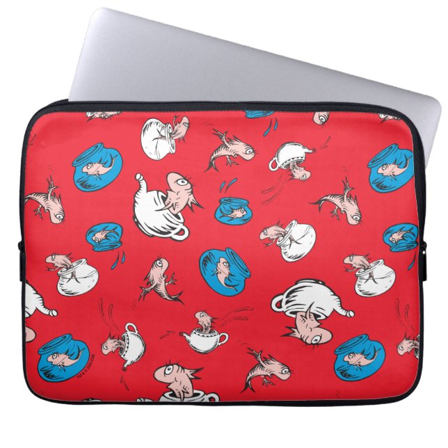 Kat in de hoed | De vis rode patroon Laptop Sleeve (Voorkant)
