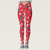 Kat in de hoed | De vis rode patroon Leggings (Voorkant)