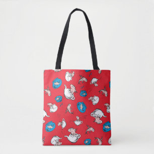 Kat in de hoed De vis rode patroon Tote Bag