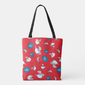 Kat in de hoed | De vis rode patroon Tote Bag (Achterkant)