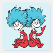 Kat in de hoed Ding Een & Ding Twee Vierkante Sticker (Voorkant)