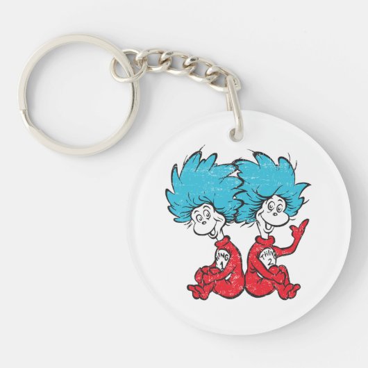 Kat in de hoed Ding Een & Ding Twee Vintage Sleutelhanger (Voorkant)