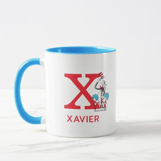 Kat in de hoed, Ding één naam & monogram X Mok (Links)