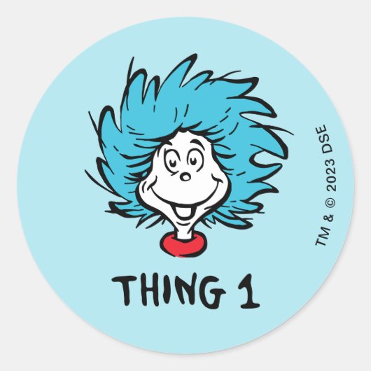 Kat in de hoed | Ding één Ronde Sticker (Voorkant)