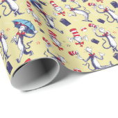 Kat in de hoed | Gele patroon Cadeaupapier (Rol Hoek)