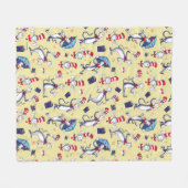 Kat in de hoed | Gele patroon Fleece Deken (Voorkant (Horizontaal))