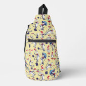 Kat in de hoed | Gele patroon Sling Bag (Voorkant)