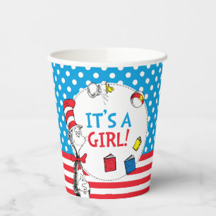 Kat in de Hoed Het is een meisje Baby Shower Papieren Bekers