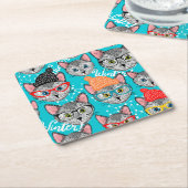 Kat in de hoed kartonnen onderzetters (Schuin)