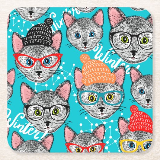 Kat in de hoed kartonnen onderzetters (Voorkant)