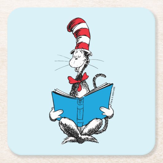 Kat in de hoed leest kartonnen onderzetters (Voorkant)