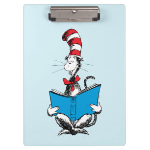 Kat in de hoed leest klembord