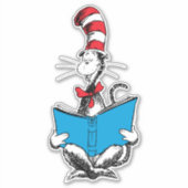 Kat in de hoed leest sticker (Voorkant)