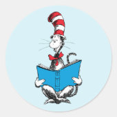 Kat in de Hoed Lezen Ronde Sticker (Voorkant)