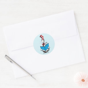 Kat in de Hoed Lezen Ronde Sticker