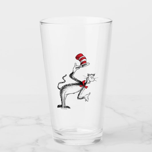 Kat in de hoed neemt een buiging glas (Voorkant)