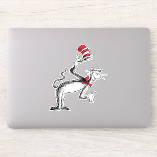 Kat in de hoed neemt een buiging sticker