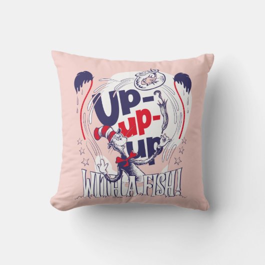 Kat in de hoed | Omhoog-Omhoog-Omhoog Met Een Vis Kussen (Voorkant)