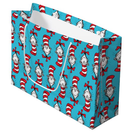 Kat in de hoed Patroon Groot Cadeauzakje (Voorkant Gekanteld)