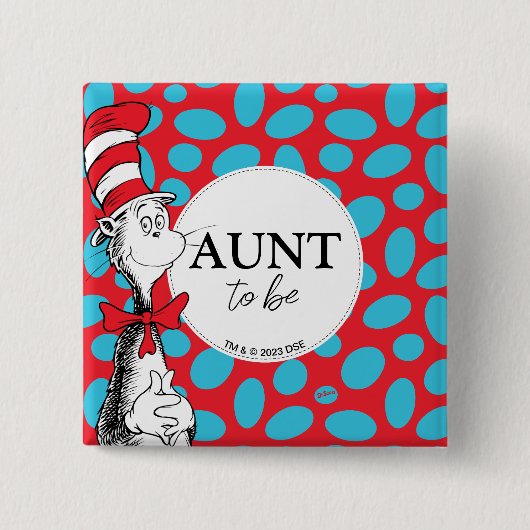 Kat in de hoed | Tante in wording Vierkante Button 5,1 Cm (Voorkant)