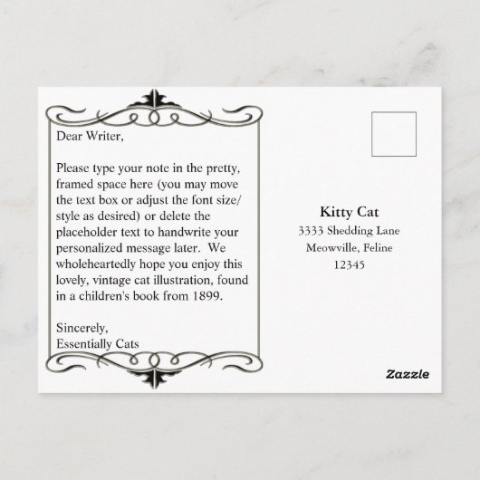  kat in de illustratie van de crème-pot en het rit briefkaart (Achterkant)