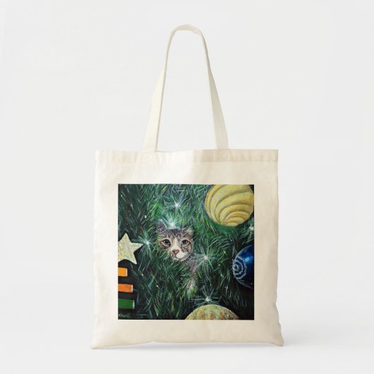 Kat in de kerstboom tote bag (Voorkant)