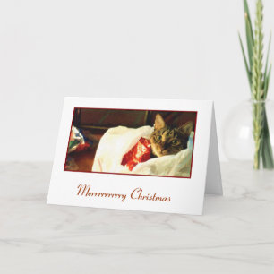 Kat in de Kerstkaart van de Zak Feestdagen Kaart