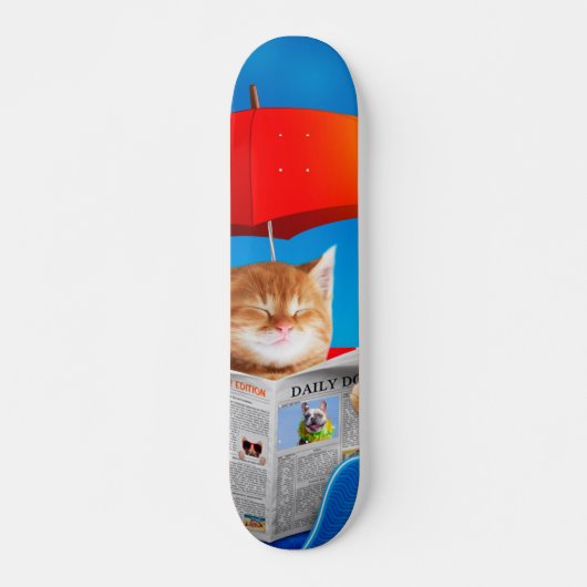 Kat in de krant leest de krant persoonlijk skateboard (Voorkant)