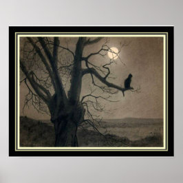 "Kat in de maan" Art Nouveau Print