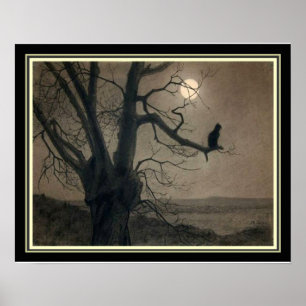 "Kat in de maan" Art Nouveau Print