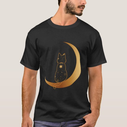 Kat in de maan ontwerp t-shirt (Voorkant)